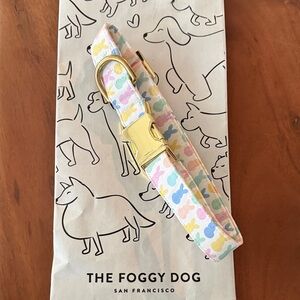 The Foggy Dog Pastel Bunny Print Collar with Gold Hardware Size Large